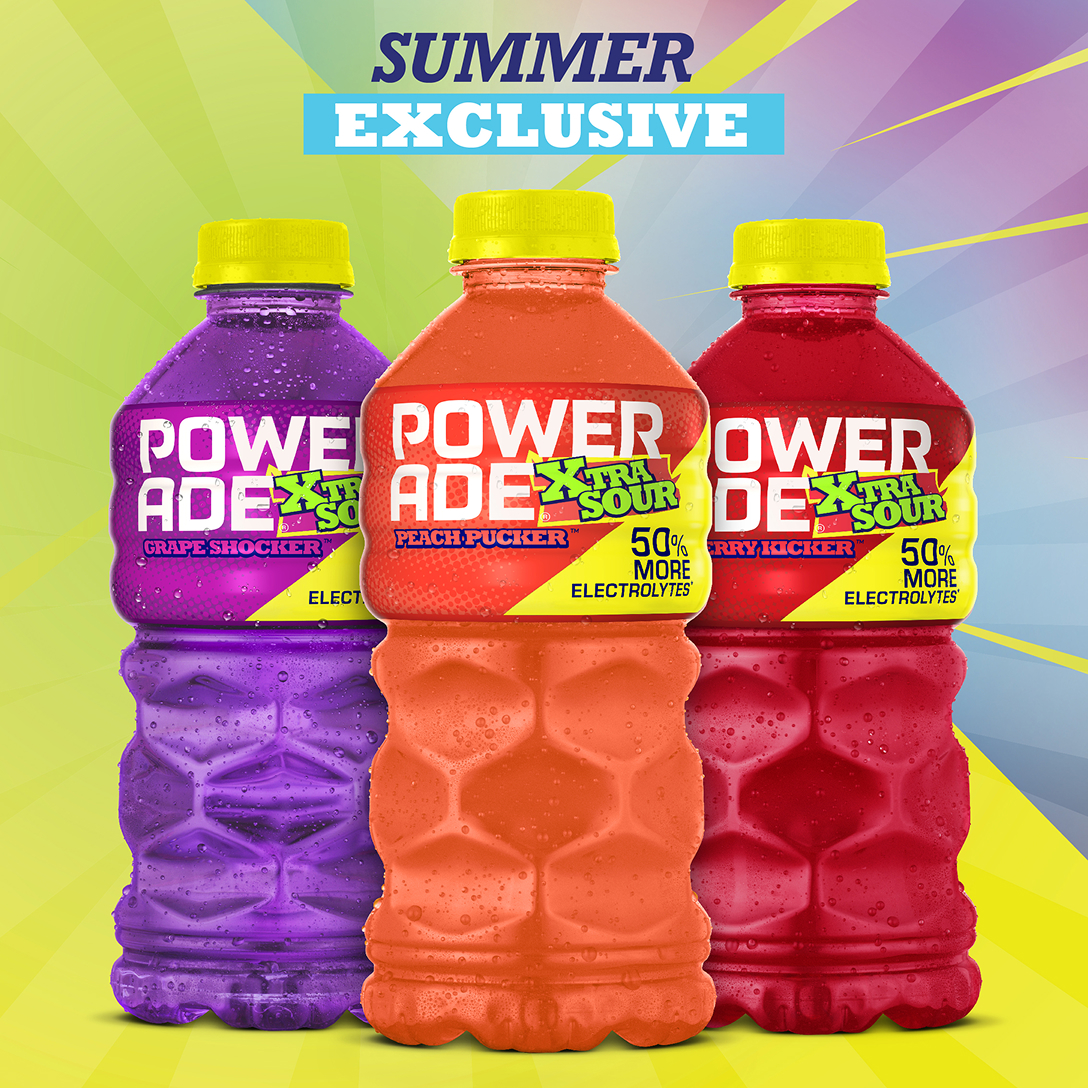 bottles of powerade sours
